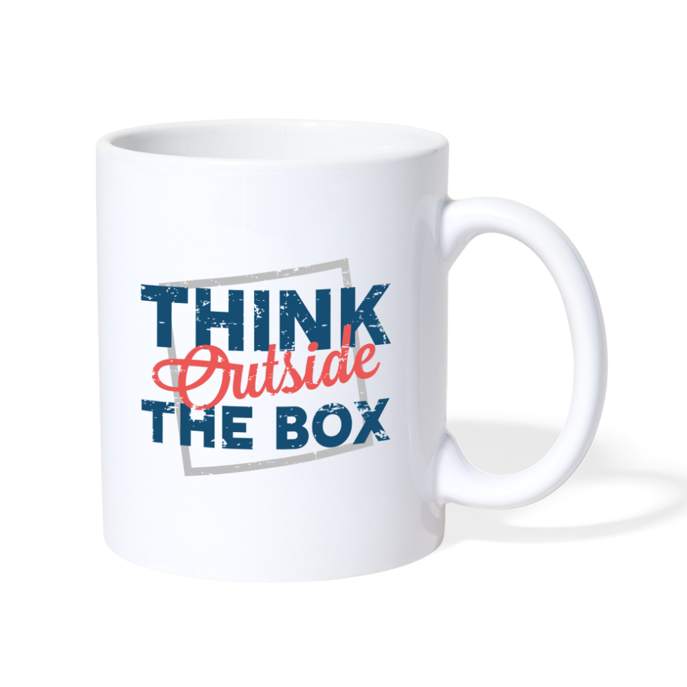 Think Outside The Box Design Mug - white