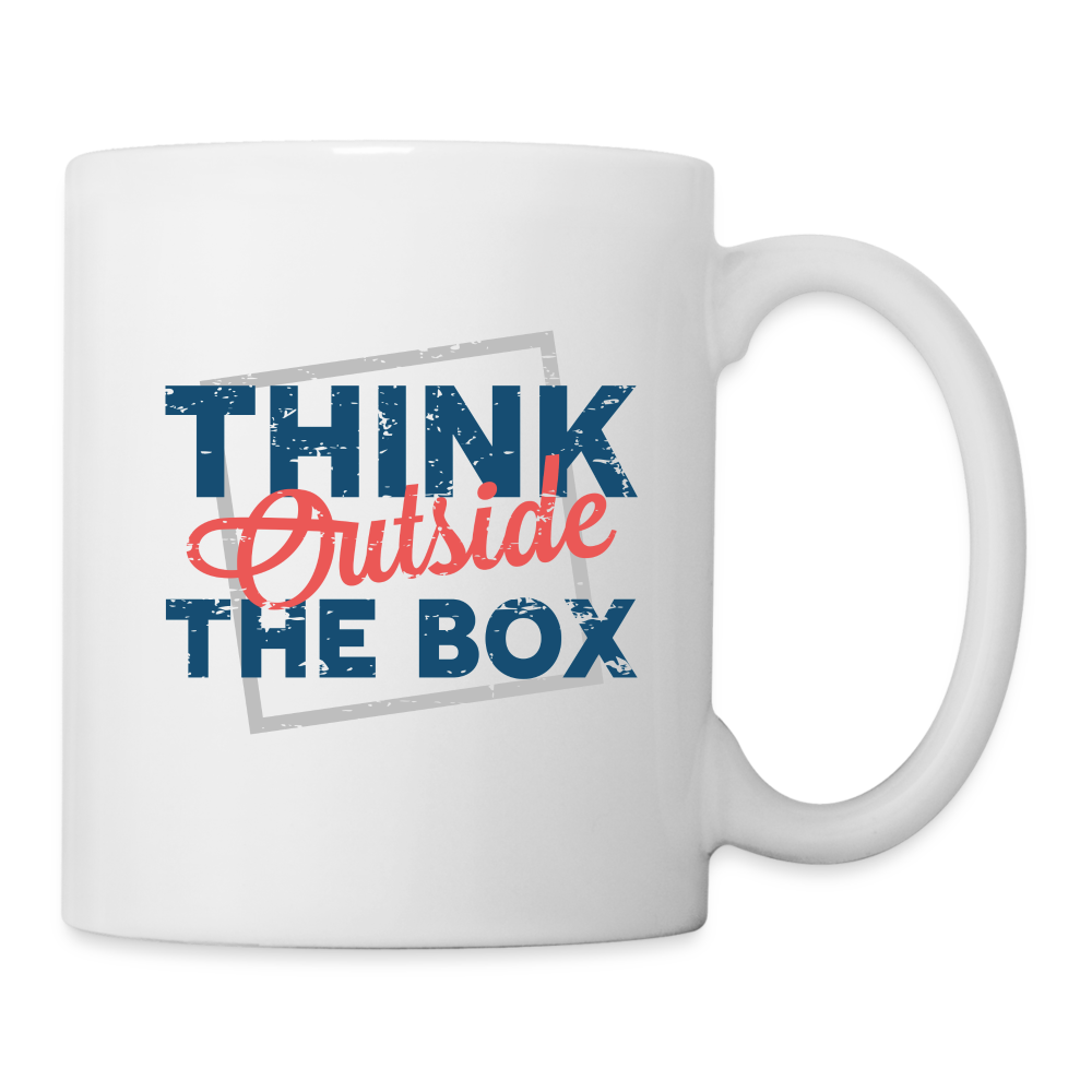 Think Outside The Box Design Mug - white