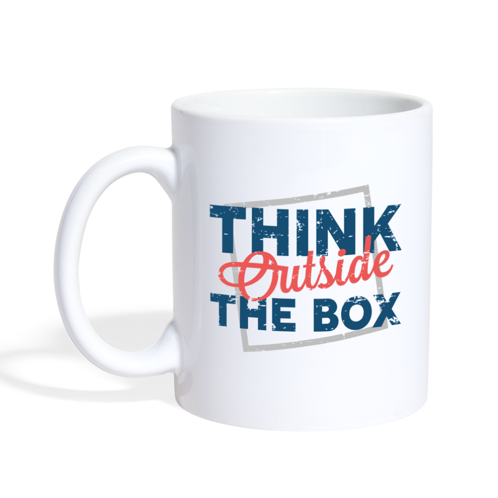 Think Outside The Box Design Mug - white