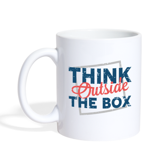 Think Outside The Box Design Mug - white