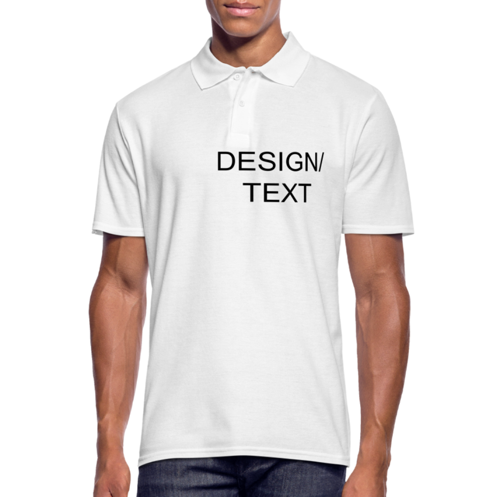 Men's Polo Shirt- Upload Your Logo Brand/TEXT - white