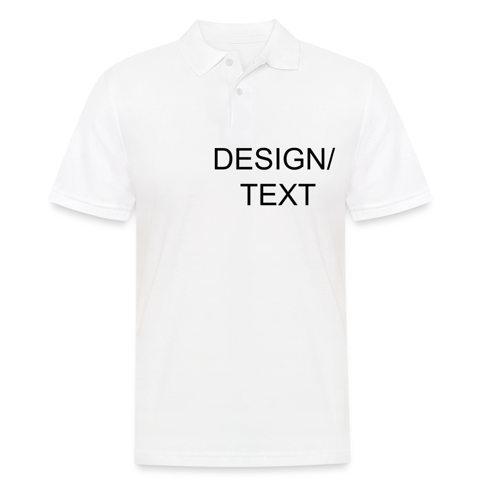 Men's Polo Shirt- Upload Your Logo Brand/TEXT - white